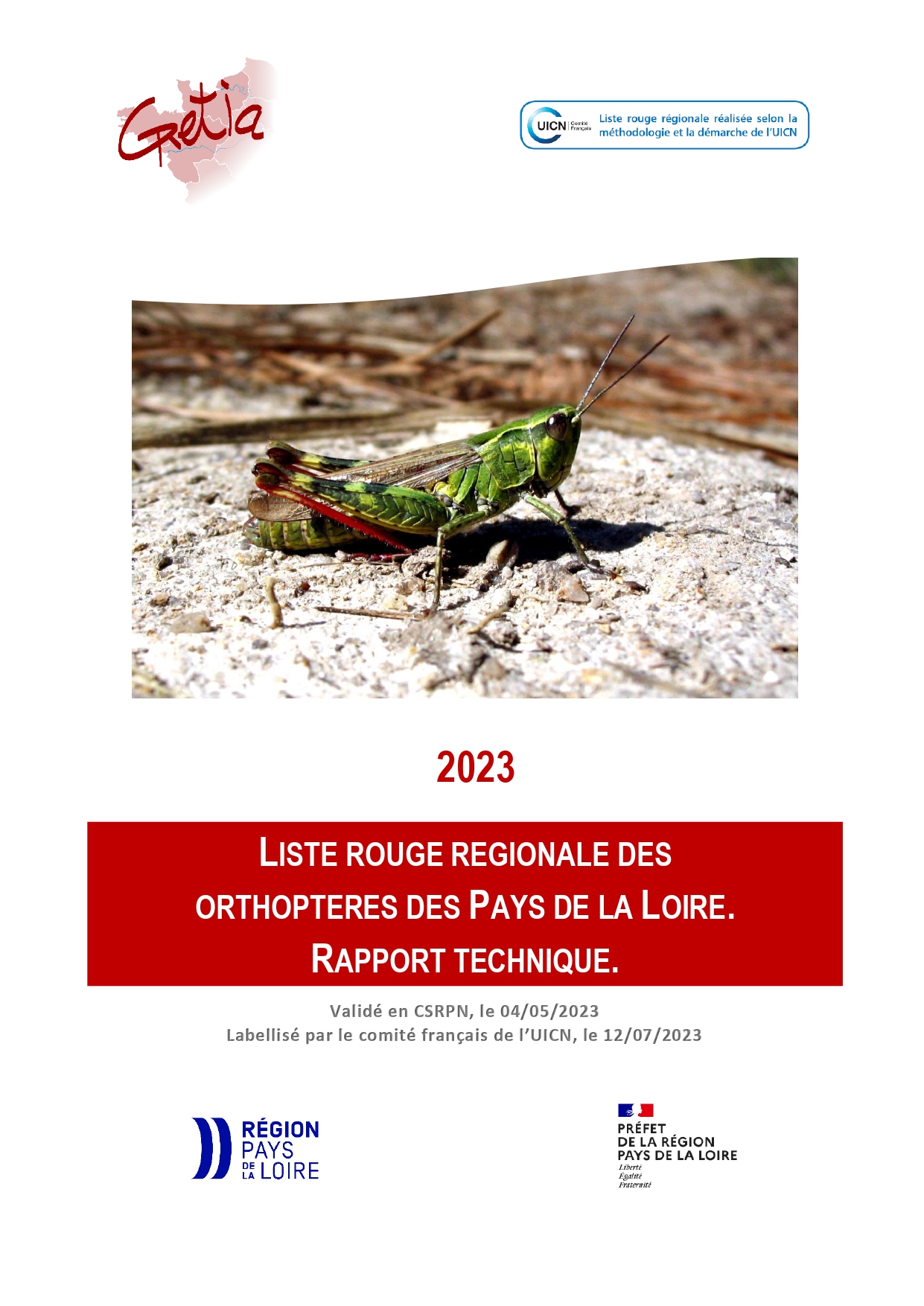 Liste rouge des Orthopteres des Pays de la Loire Rapport technique 2023 page 0001